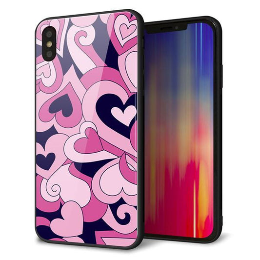 iPhone XS Max 強化ガラス&TPUスマホケース ガラプリ【223 ハートの調べ】