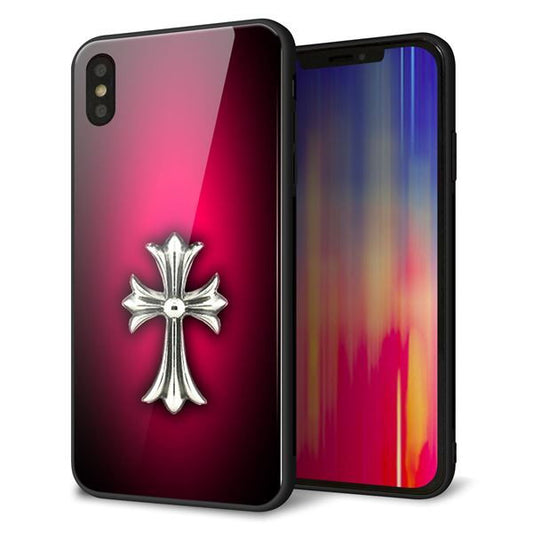 iPhone XS Max 強化ガラス&TPUスマホケース ガラプリ【249 クロスレッド】