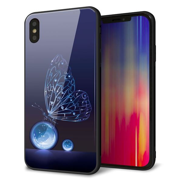 iPhone XS Max 強化ガラス&TPUスマホケース ガラプリ【418 神秘の蝶】