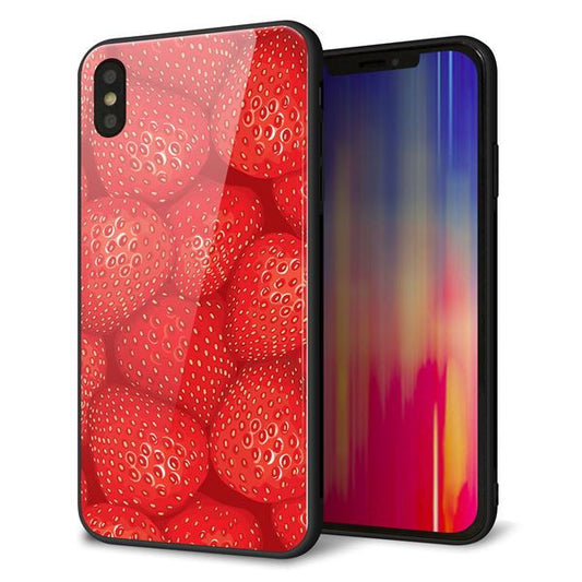 iPhone XS Max 強化ガラス&TPUスマホケース ガラプリ【444 ストロベリーウォール】