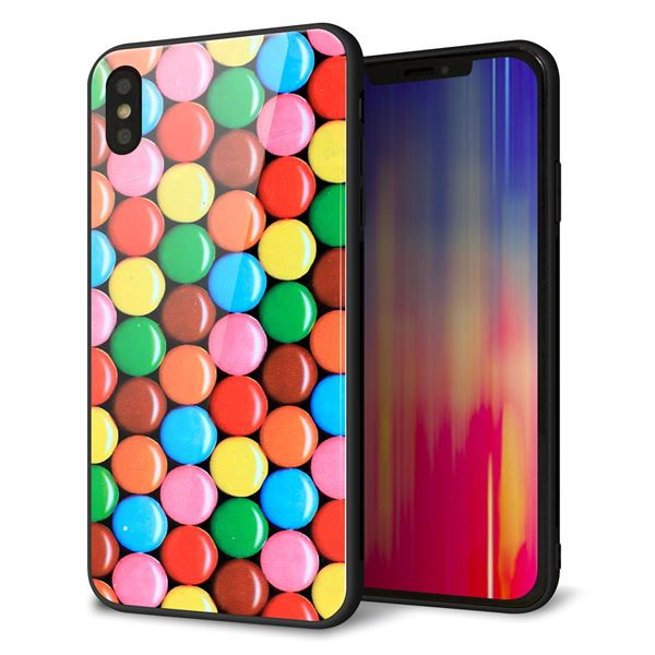iPhone XS Max 強化ガラス&TPUスマホケース ガラプリ【448 マーブルチョコ】