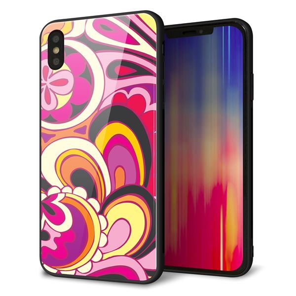 iPhone XS Max 強化ガラス&TPUスマホケース ガラプリ【586 ブローアップカラー】