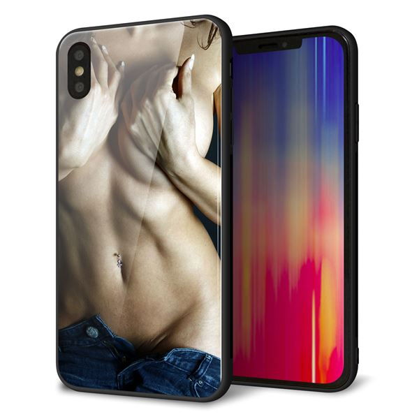 iPhone XS Max 強化ガラス&TPUスマホケース ガラプリ【602 ボディライン】