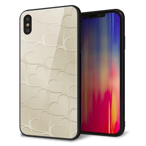 iPhone XS Max 強化ガラス&TPUスマホケース ガラプリ【630 かくれハート】
