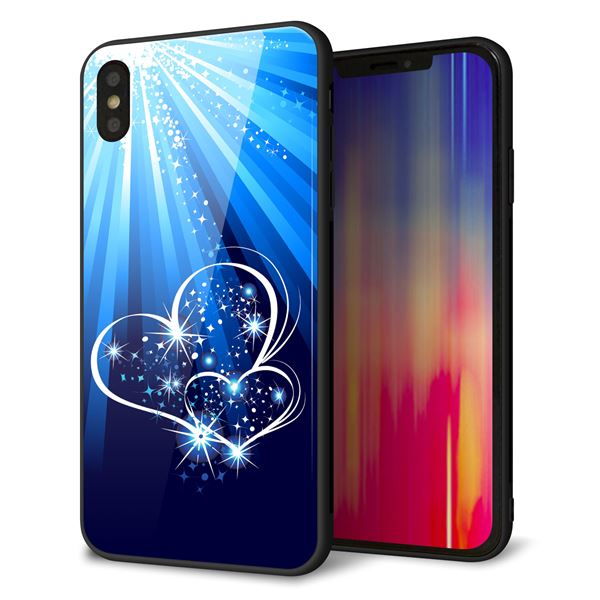 iPhone XS Max 強化ガラス&TPUスマホケース ガラプリ【702 スイミングハート】