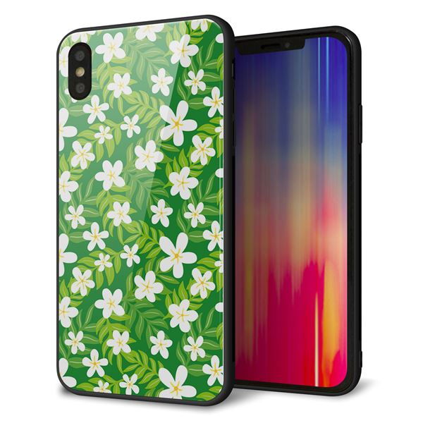 iPhone XS Max 強化ガラス&TPUスマホケース ガラプリ【760 ジャスミンの花畑】