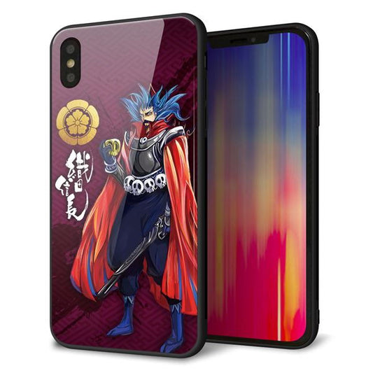 iPhone XS Max 強化ガラス&TPUスマホケース ガラプリ【AB808 織田信長 イラストと家紋】