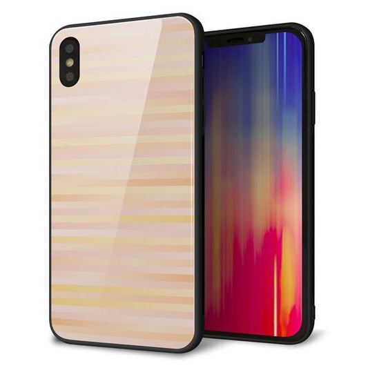 iPhone XS Max 強化ガラス&TPUスマホケース ガラプリ【IB909 グラデーションボーダー_オレンジ】