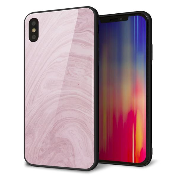 iPhone XS Max 強化ガラス&TPUスマホケース ガラプリ【KM873 大理石ラベンダー】