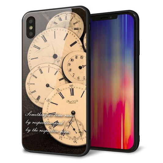 iPhone XS Max 強化ガラス&TPUスマホケース ガラプリ【KM874 時計】