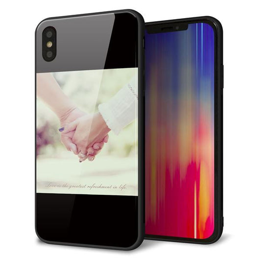 iPhone XS Max 強化ガラス&TPUスマホケース ガラプリ【KM875 カップル】