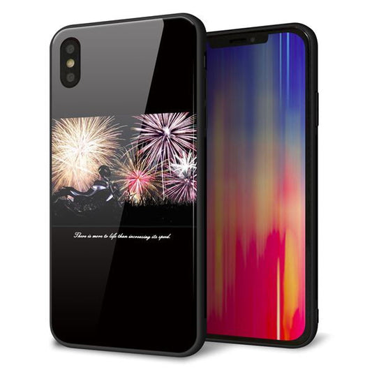 iPhone XS Max 強化ガラス&TPUスマホケース ガラプリ【KM878 バイクと花火】