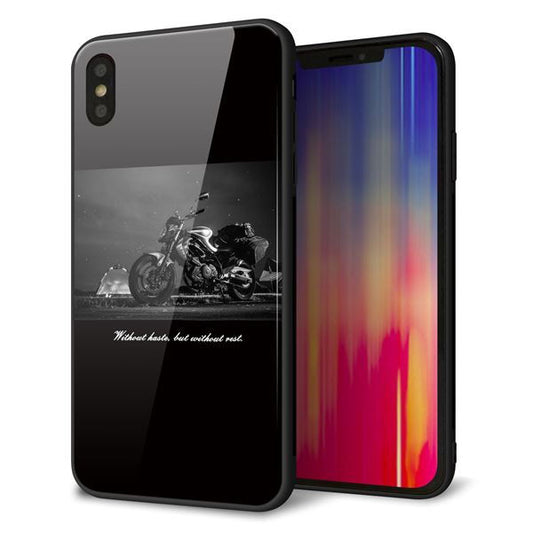 iPhone XS Max 強化ガラス&TPUスマホケース ガラプリ【KM879 バイク】