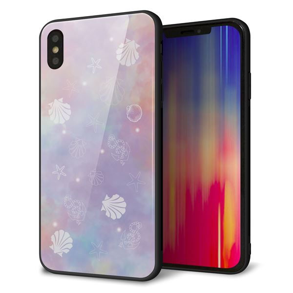iPhone XS Max 強化ガラス&TPUスマホケース ガラプリ【KM883 シェル柄】