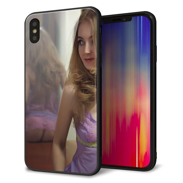 iPhone XS Max 強化ガラス&TPUスマホケース ガラプリ【KM886 ミラー】