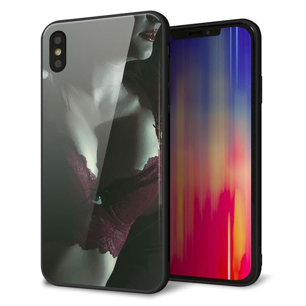 iPhone XS Max 強化ガラス&TPUスマホケース ガラプリ【KM887 ランジェリー】