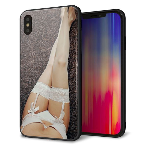 iPhone XS Max 強化ガラス&TPUスマホケース ガラプリ【KM888 ストッキング】