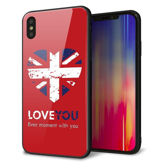 iPhone XS Max 強化ガラス&TPUスマホケース ガラプリ【SC804 ユニオンジャック ハートビンテージレッド】