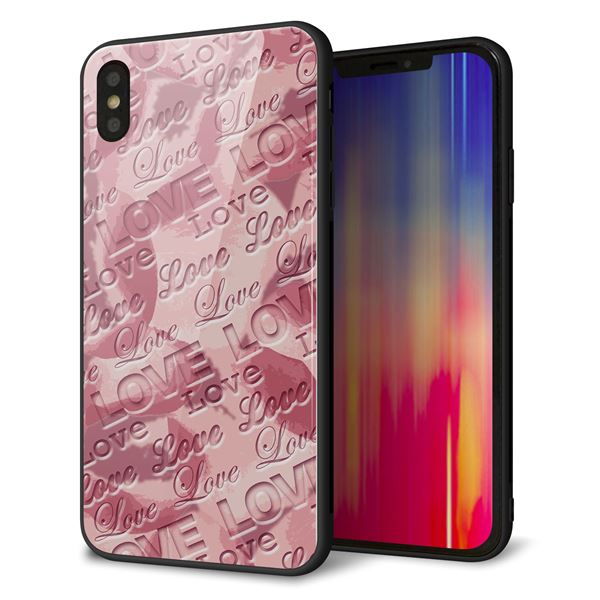 iPhone XS Max 強化ガラス&TPUスマホケース ガラプリ【SC844 フラワーヴェルニLOVE(ローズヴェルール)】