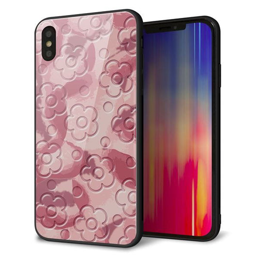 iPhone XS Max 強化ガラス&TPUスマホケース ガラプリ【SC846 フラワーヴェルニ花ピンク(ローズヴェルール)】