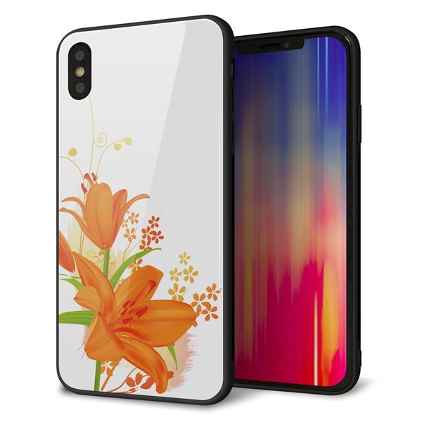 iPhone XS Max 強化ガラス&TPUスマホケース ガラプリ【SC848 ユリ(オレンジ)】
