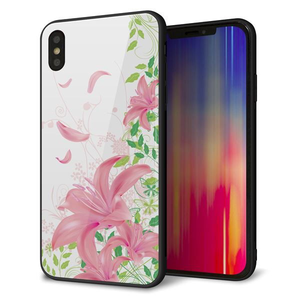 iPhone XS Max 強化ガラス&TPUスマホケース ガラプリ【SC849 ユリ(ピンク)】