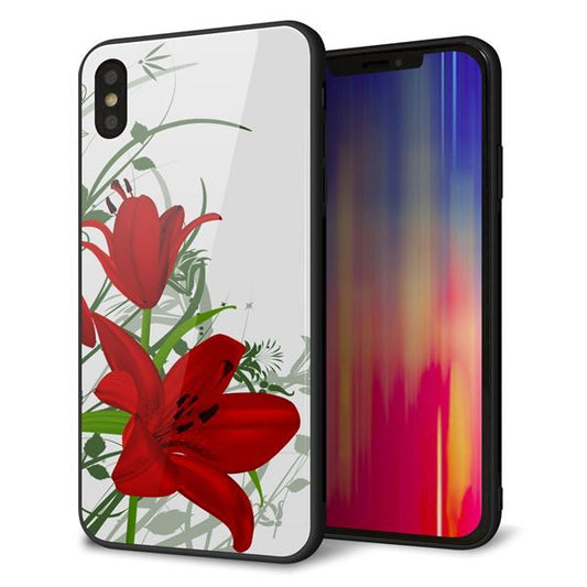 iPhone XS Max 強化ガラス&TPUスマホケース ガラプリ【SC850 ユリ(レッド)】