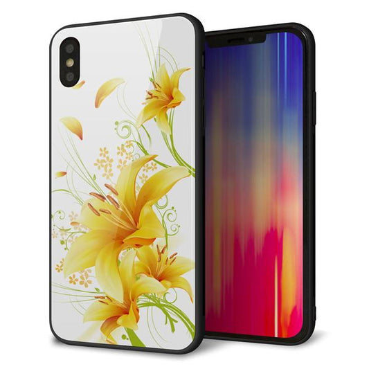 iPhone XS Max 強化ガラス&TPUスマホケース ガラプリ【SC852 ユリ(イエロー)】
