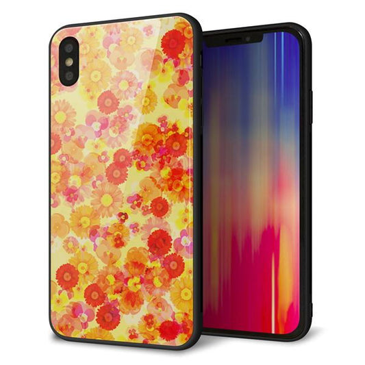iPhone XS Max 強化ガラス&TPUスマホケース ガラプリ【SC867 リバティプリント フルールドパルファン(イエロー)】
