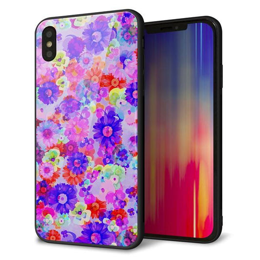 iPhone XS Max 強化ガラス&TPUスマホケース ガラプリ【SC868 リバティプリント フルールドパルファン(パープル)】