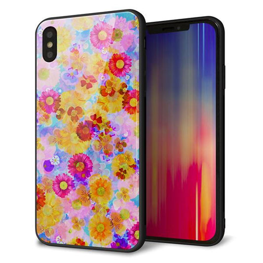 iPhone XS Max 強化ガラス&TPUスマホケース ガラプリ【SC870 リバティプリント フルールドパルファン(ブルー)】