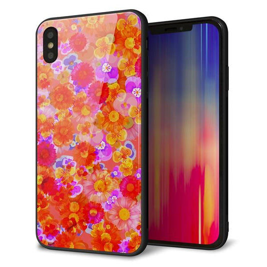 iPhone XS Max 強化ガラス&TPUスマホケース ガラプリ【SC871 リバティプリント フルールドパルファン(レッド)】