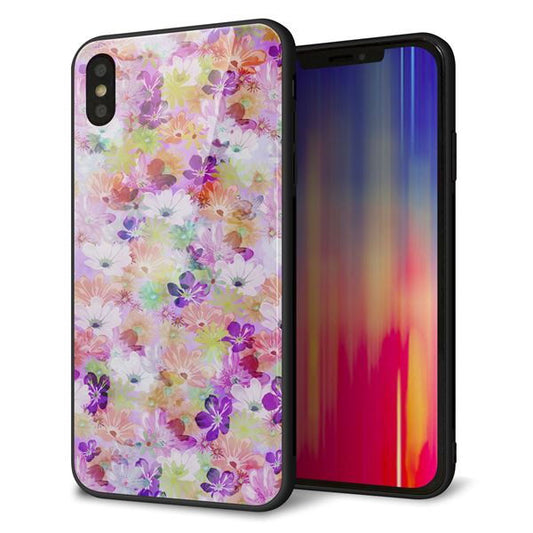 iPhone XS Max 強化ガラス&TPUスマホケース ガラプリ【SC873 リバティプリント プレスドフラワー(パープル)】