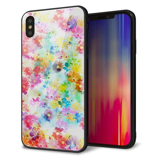 iPhone XS Max 強化ガラス&TPUスマホケース ガラプリ【SC876 リバティプリント プレスドフラワー(ホワイト)】
