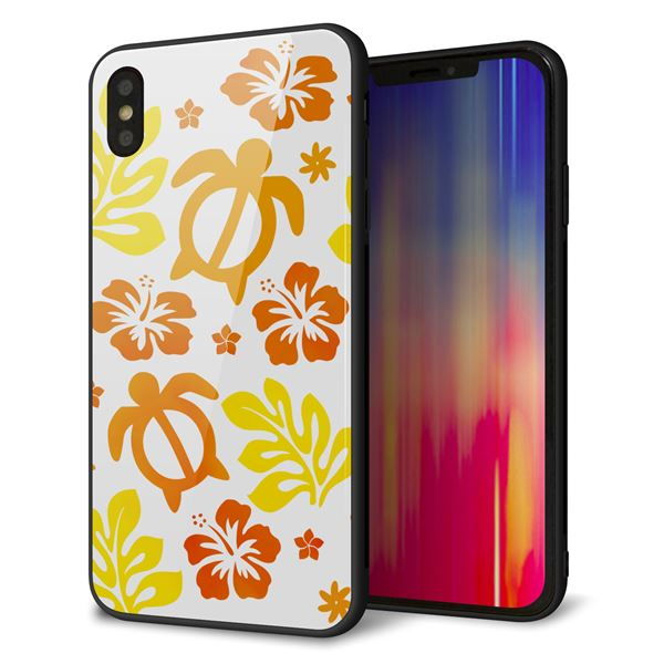 iPhone XS Max 強化ガラス&TPUスマホケース ガラプリ【SC877 ハワイアンアロハホヌ(イエロー)】