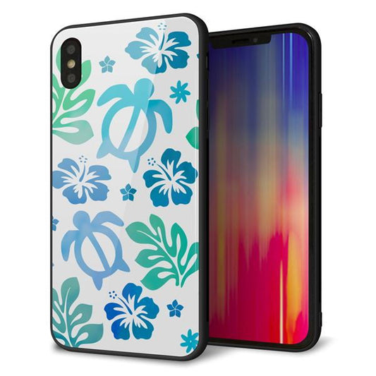 iPhone XS Max 強化ガラス&TPUスマホケース ガラプリ【SC880 ハワイアンアロハホヌ(ブルー)】