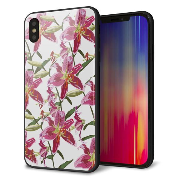 iPhone XS Max 強化ガラス&TPUスマホケース ガラプリ【SC892 ボタニカル スカーレットリリー】