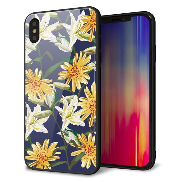 iPhone XS Max 強化ガラス&TPUスマホケース ガラプリ【SC893 ボタニカル デイジー&リリー】