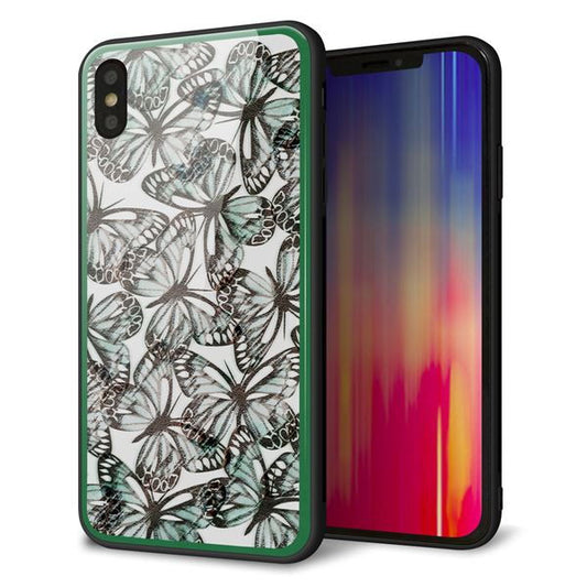 iPhone XS Max 強化ガラス&TPUスマホケース ガラプリ【SC902 ガーデンバタフライ グリーン】