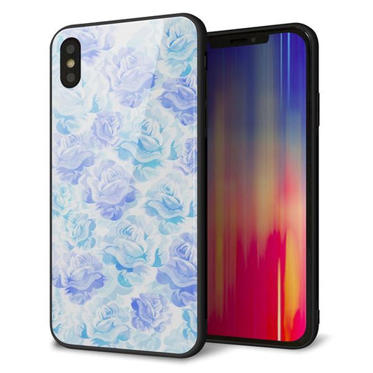 iPhone XS Max 強化ガラス&TPUスマホケース ガラプリ【SC927 ローズ ブルー】