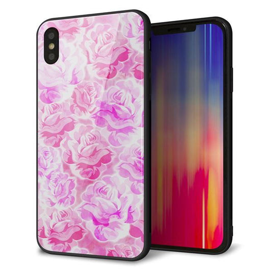 iPhone XS Max 強化ガラス&TPUスマホケース ガラプリ【SC928 ローズ ピンク】