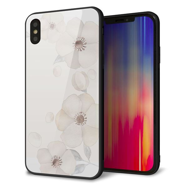 iPhone XS Max 強化ガラス&TPUスマホケース ガラプリ【SC952 ドゥ・フルール(セピア)】