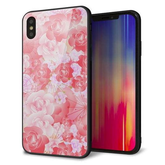 iPhone XS Max 強化ガラス&TPUスマホケース ガラプリ【VA817 はんなり色の華】