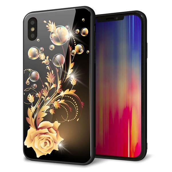 iPhone XS Max 強化ガラス&TPUスマホケース ガラプリ【VA823 気高きバラ】