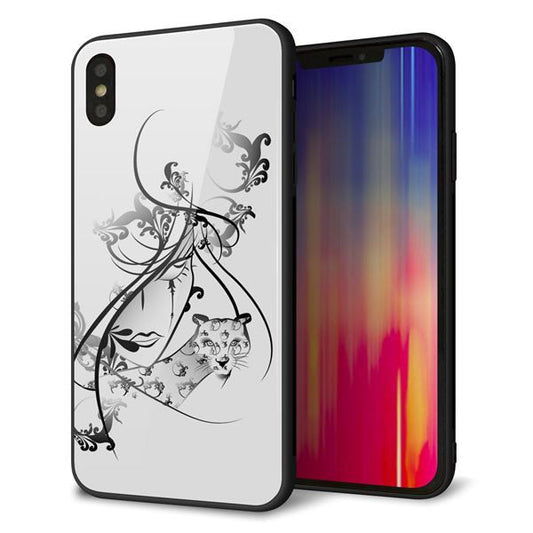 iPhone XS Max 強化ガラス&TPUスマホケース ガラプリ【VA832 パンサーと美女】