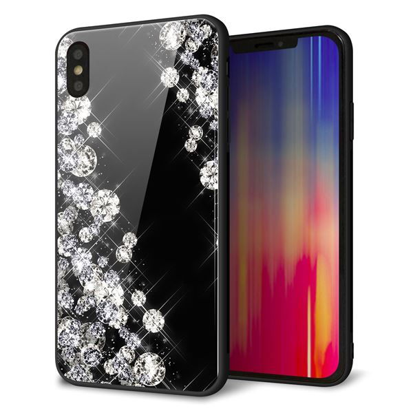 iPhone XS Max 強化ガラス&TPUスマホケース ガラプリ【VA871 ダイヤモンドフレーム】
