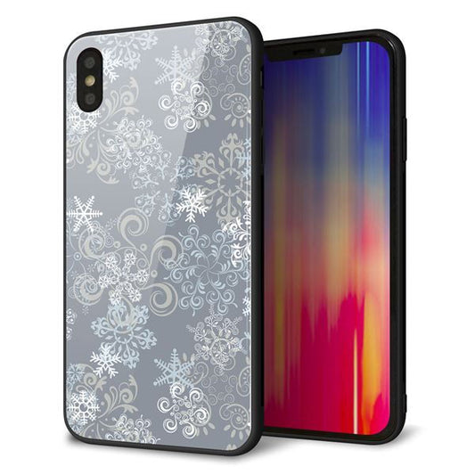 iPhone XS Max 強化ガラス&TPUスマホケース ガラプリ【XA801 雪の結晶】