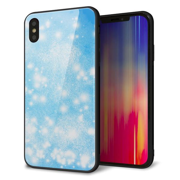 iPhone XS Max 強化ガラス&TPUスマホケース ガラプリ【YJ289 デザインブルー】