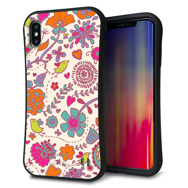 iPhone XS Max スマホケース 「SEA Grip」 グリップケース Sライン 【323 小鳥と花】 UV印刷