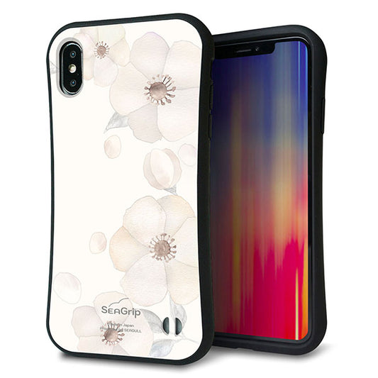 iPhone XS Max スマホケース 「SEA Grip」 グリップケース Sライン 【SC952 ドゥ・フルール(セピア)】 UV印刷